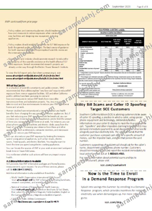 Southern California EDISON utility business bill, page 8, SCR